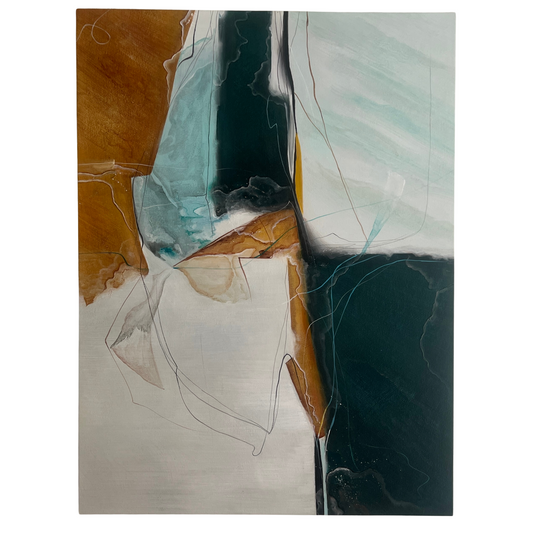 Amber & Tide – Modern Abstract Acrylic Painting 120x150 cm