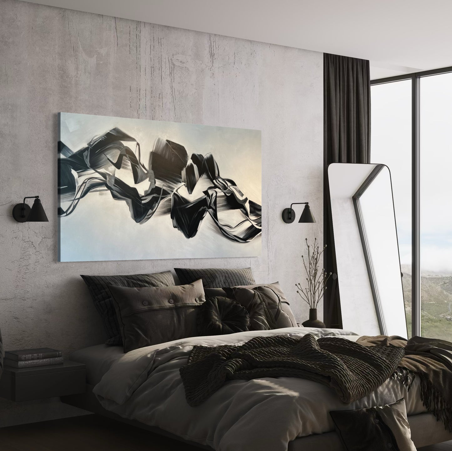 Whispers of Silk – Large Abstract Acrylic Painting 180x100 cm