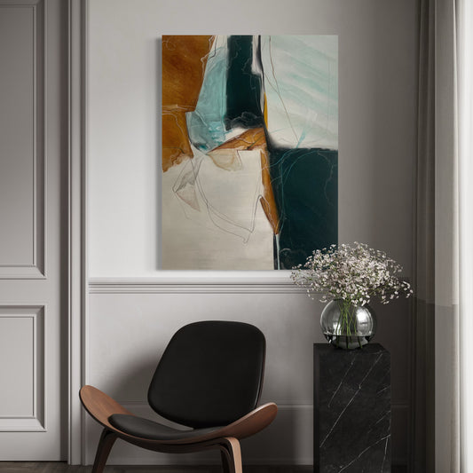 Amber & Tide – Modern Abstract Acrylic Painting 120x150 cm