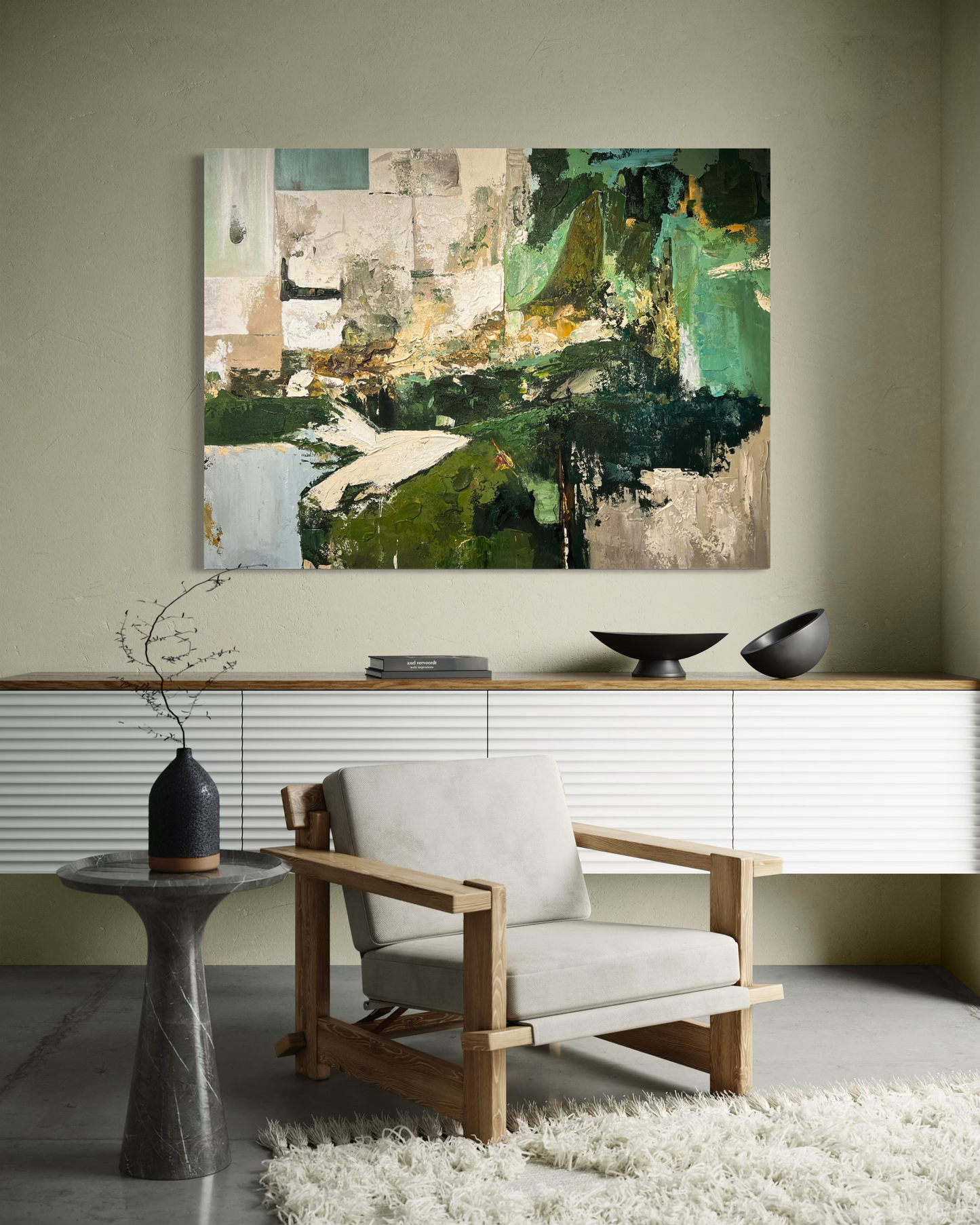 CHAMPS VERTS – Abstrakt akrylmålning 155x115cm
