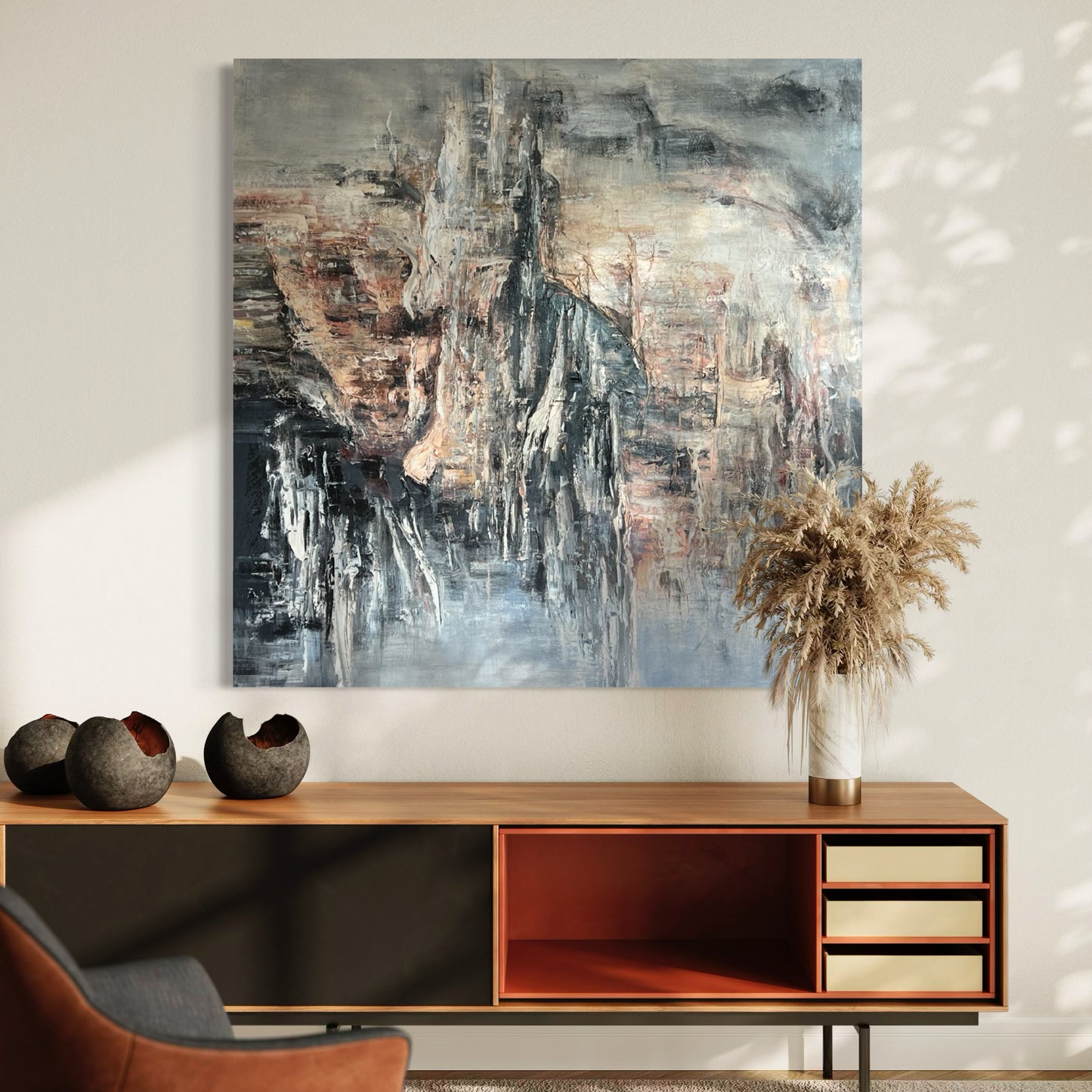 Cathedral of Silence – Large Abstract Acrylic Painting 130x130 cm