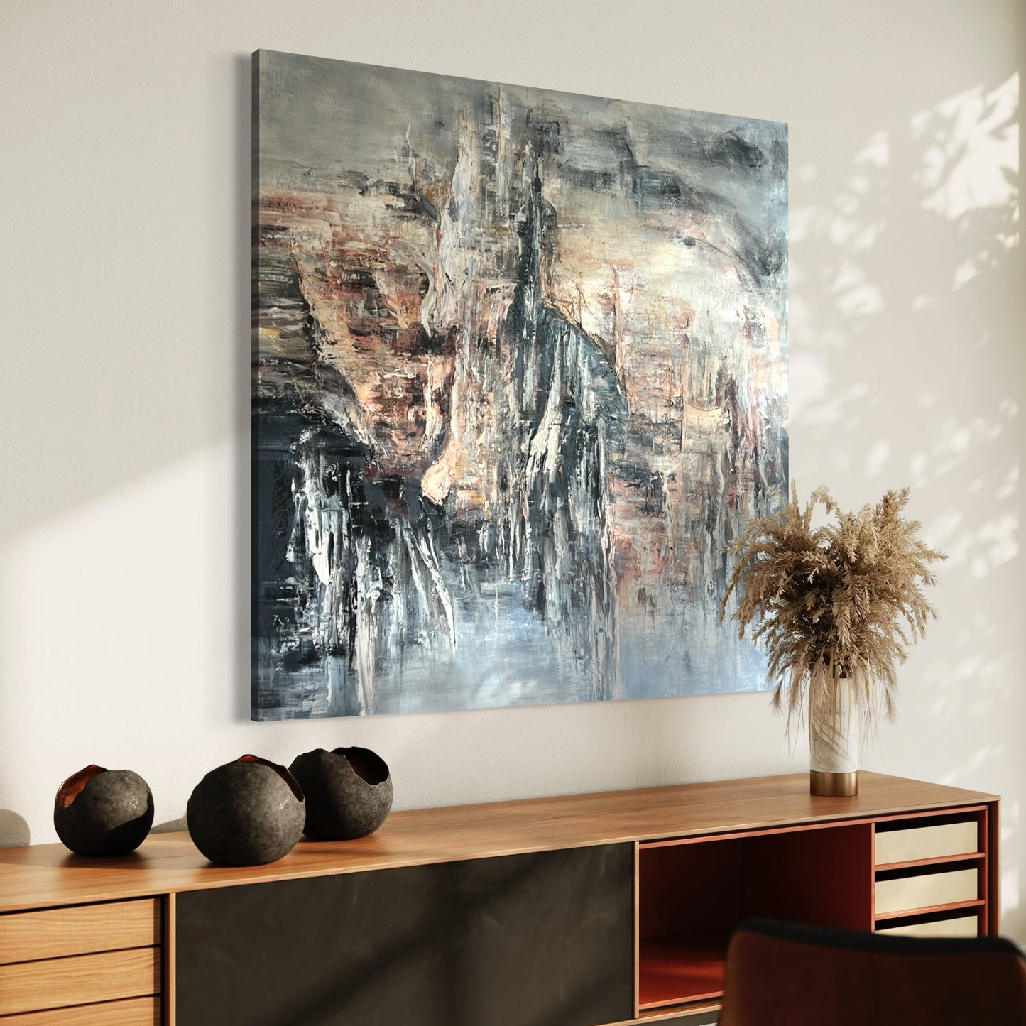 Cathedral of Silence – Large Abstract Acrylic Painting 130x130 cm