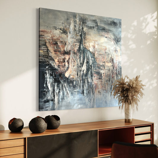 Cathedral of Silence – Large Abstract Acrylic Painting 130x130 cm