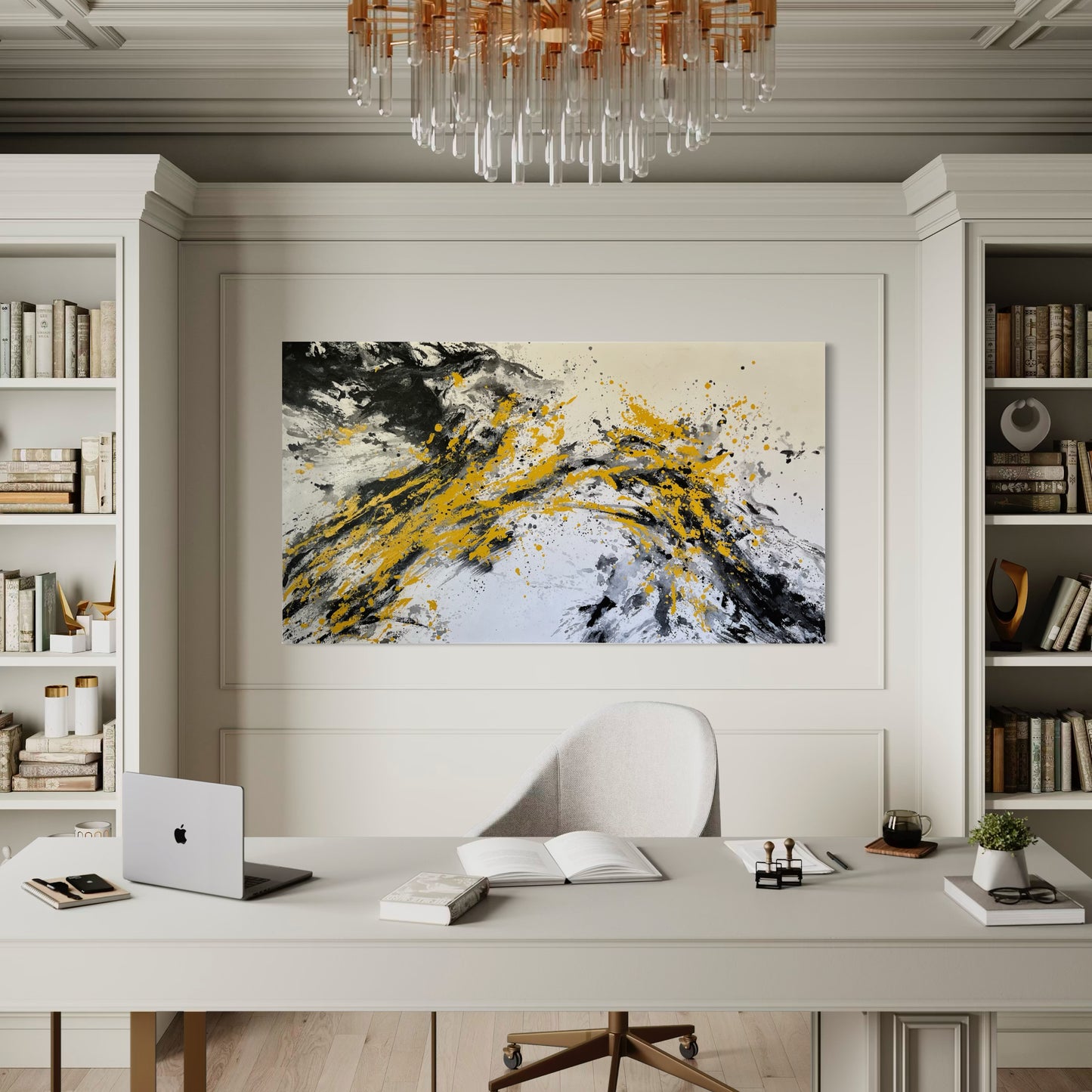 Éclat de Champagne – Large Abstract Acrylic Painting 180x100 cm