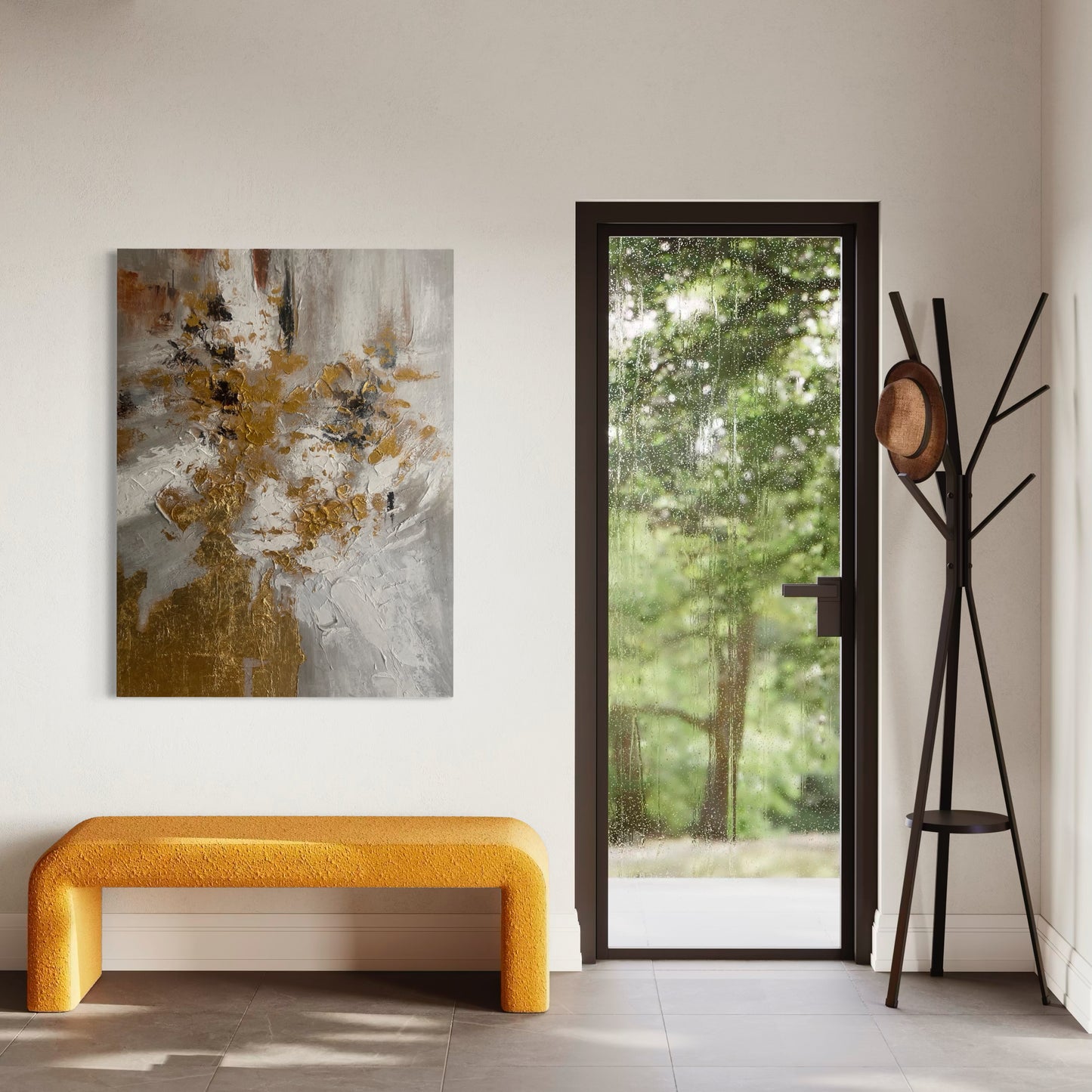 Gilded Momentum – Modern Abstract Acrylic Painting 90x120 cm