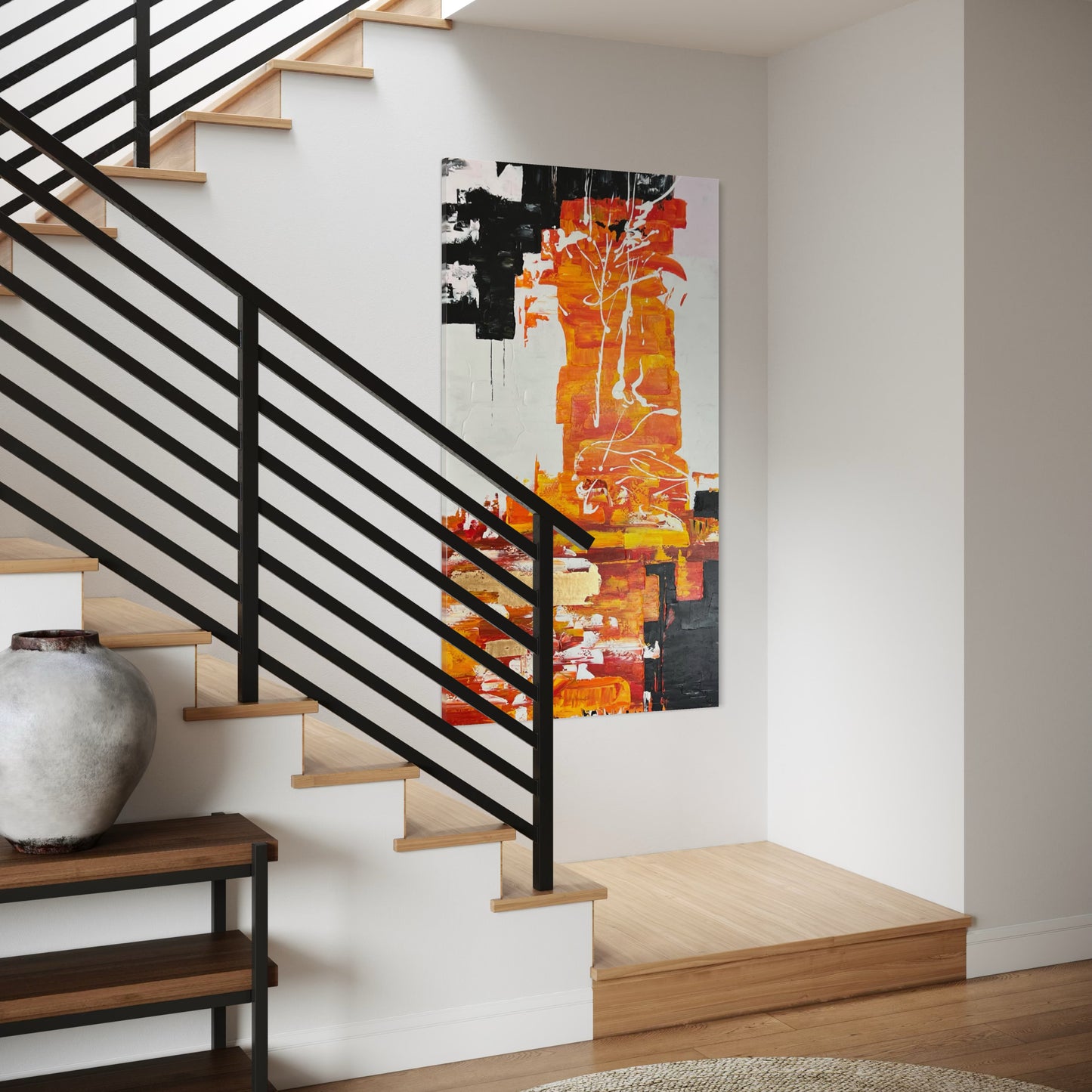 Lotus Inferno – Japandi Abstract Acrylic Painting 100x180 cm
