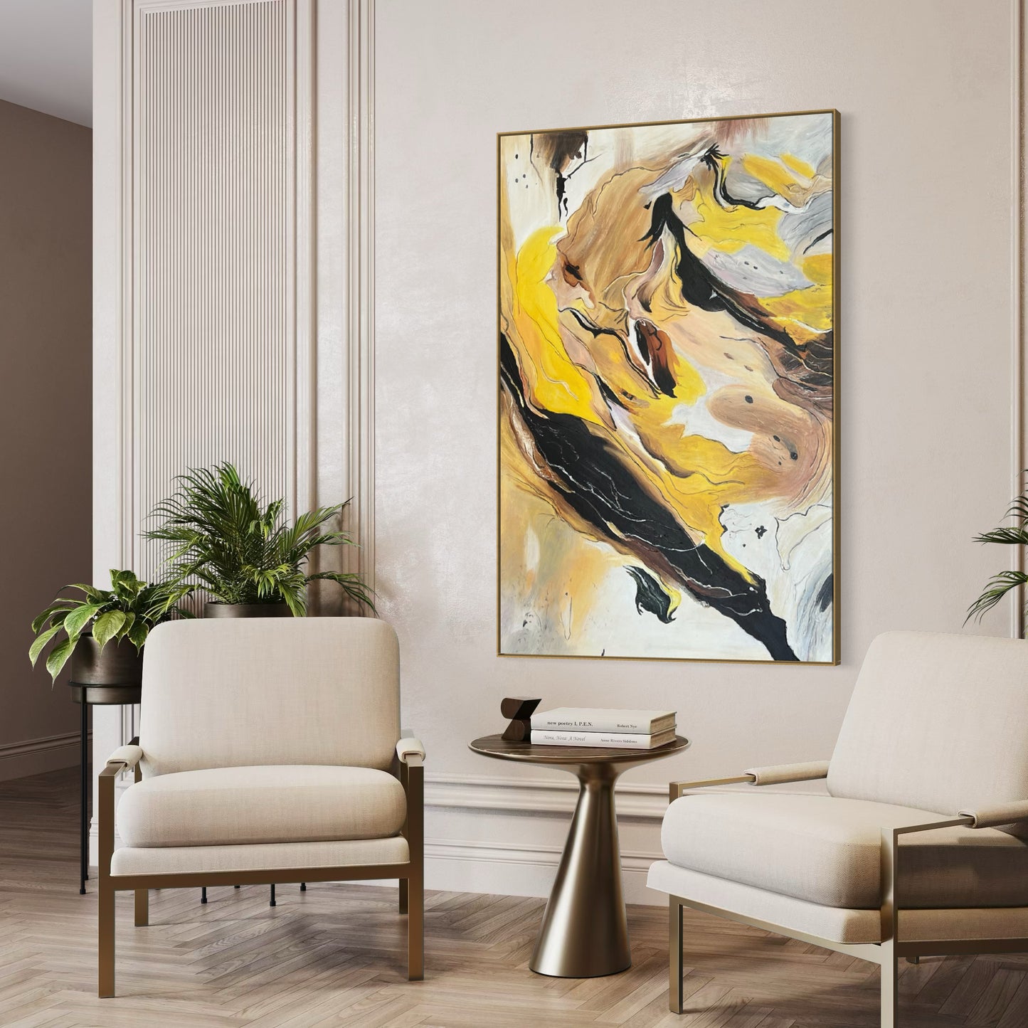 Solar Veins – Abstract Acrylic Painting 100x150 cm